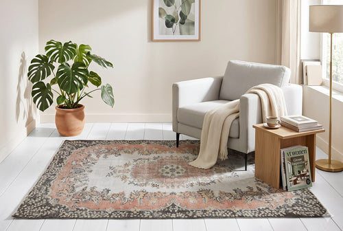 Retro peach-brown vintage rug - G780