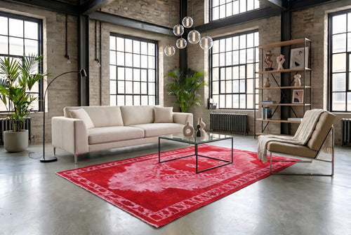 Fiery red vintage rug - G820