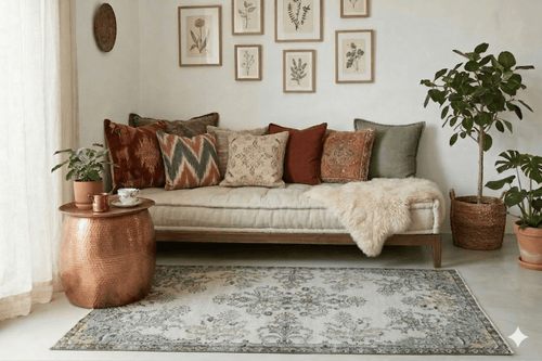 Subtle cream vintage rug - G385