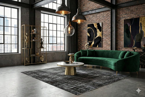 Solid black vintage rug - F852