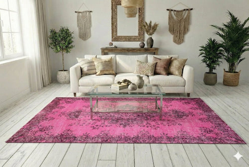 Pastel pink vintage rug - F774