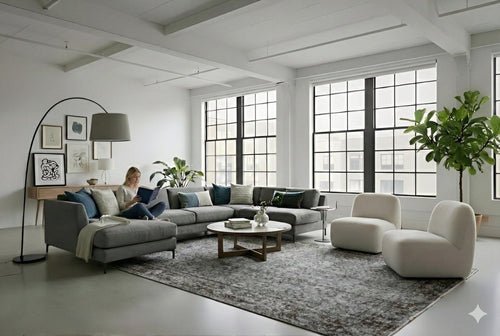Serene Gray Vintage Rug - F666
