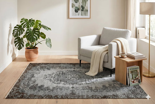 Refined Grey Vintage Rug - F688