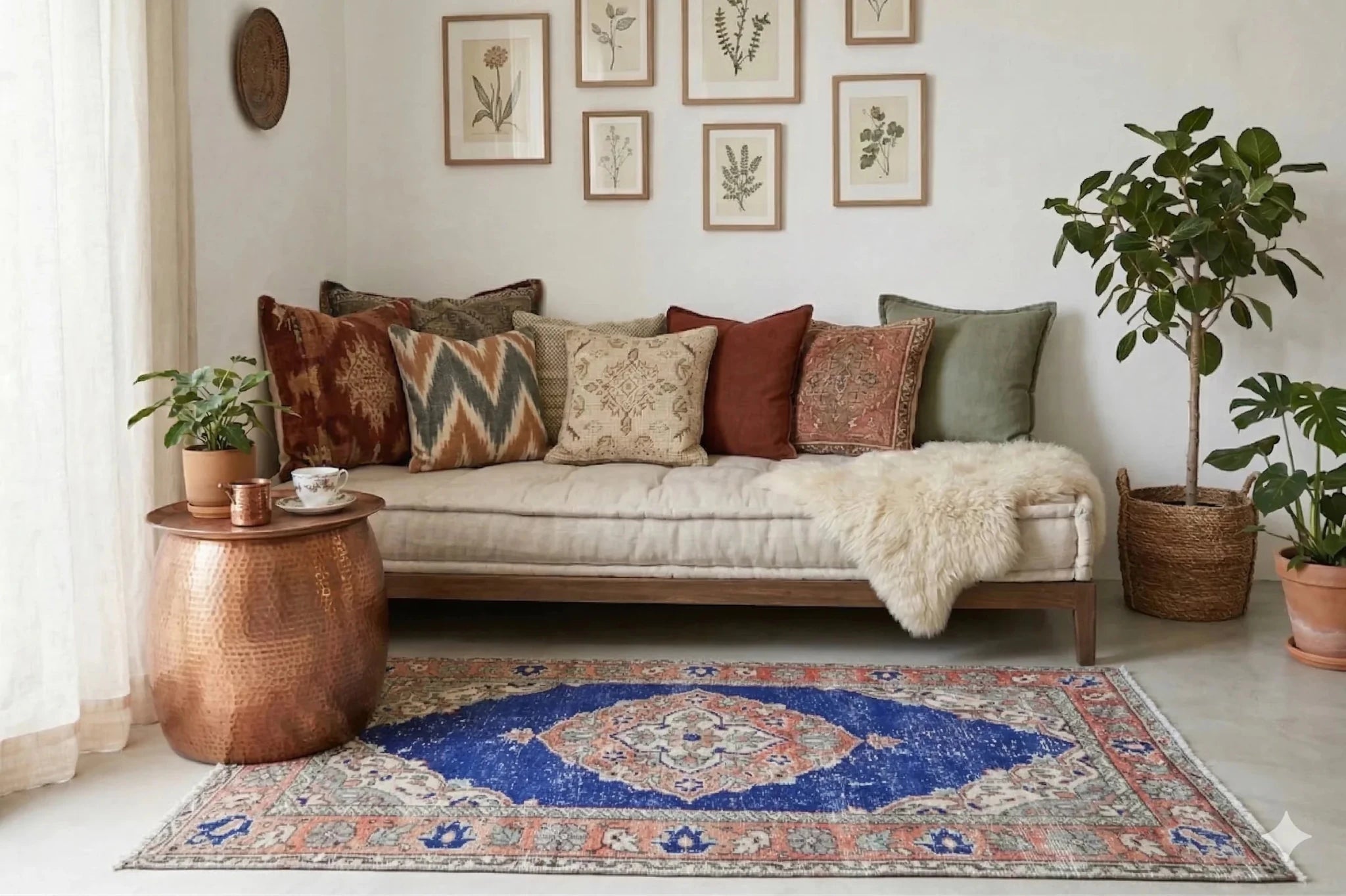 Vintage vloerkleed blauw