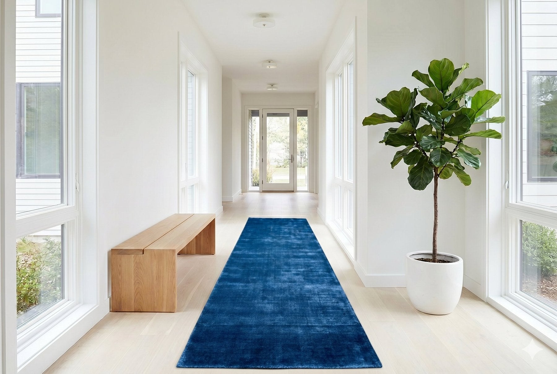 Luxe effen blauwe loper - G350