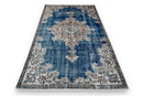Statig marineblauw vintage kleed 215x120 handgemaakt - G377