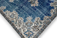 Stately navy blue vintage rug - G377