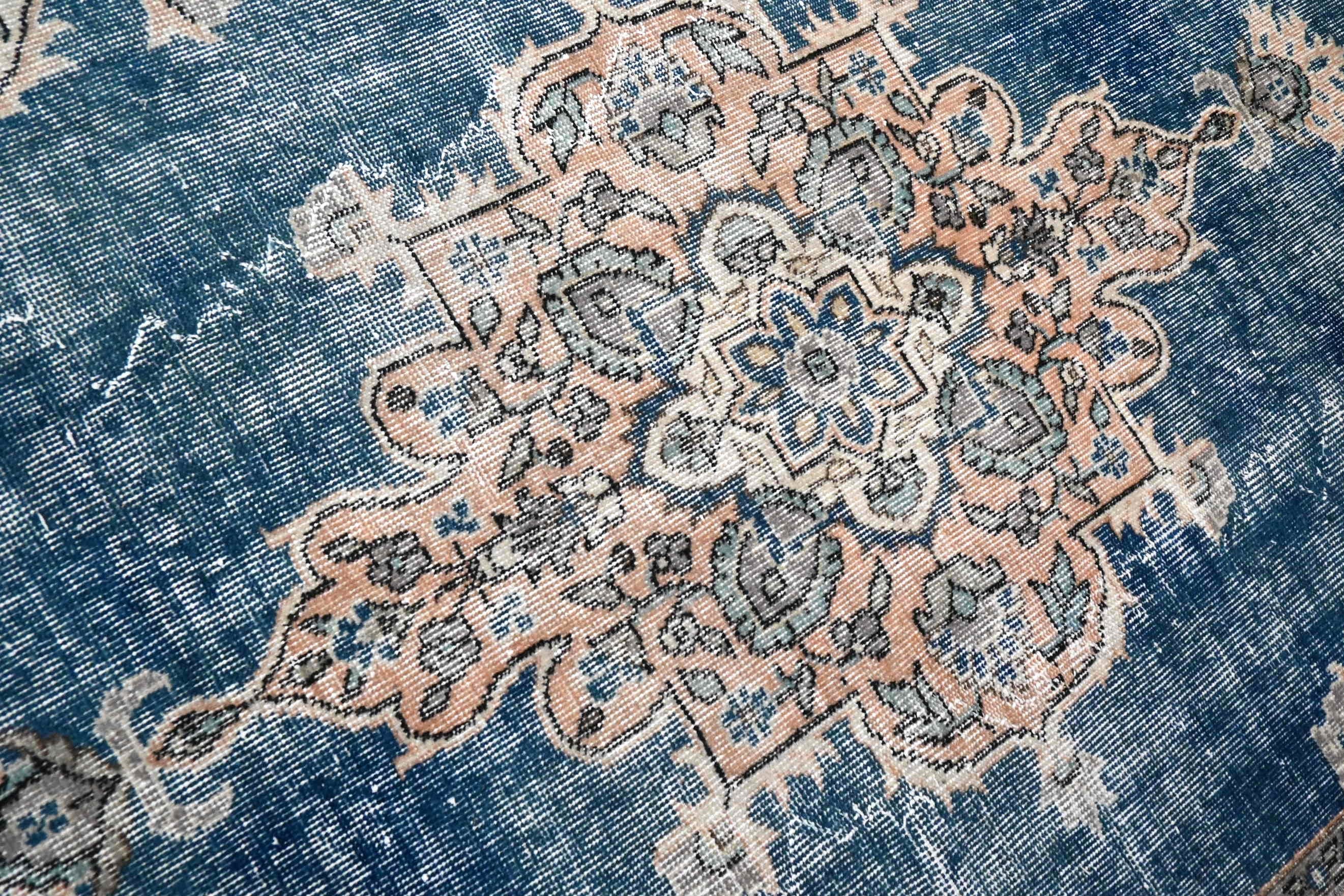 Stately navy blue vintage rug - G377