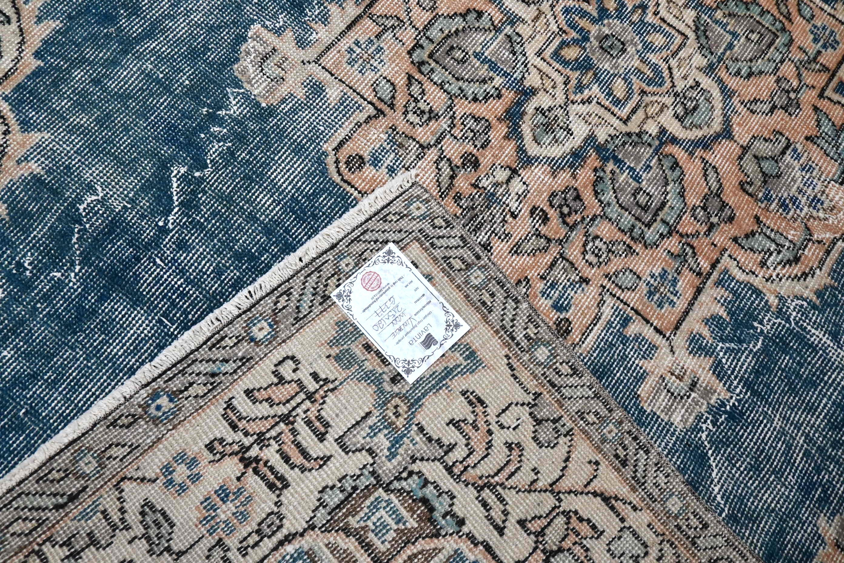 Stately navy blue vintage rug - G377