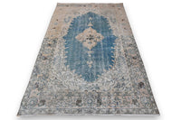 Clear blue vintage rug - G384