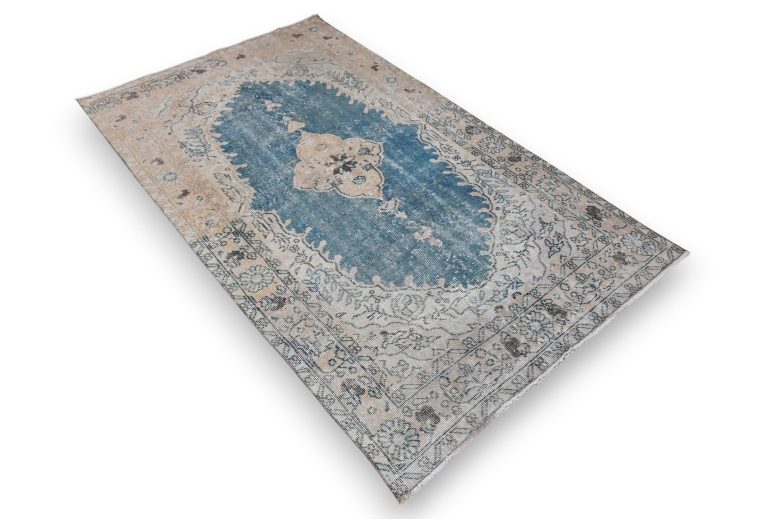 Clear blue vintage rug - G384