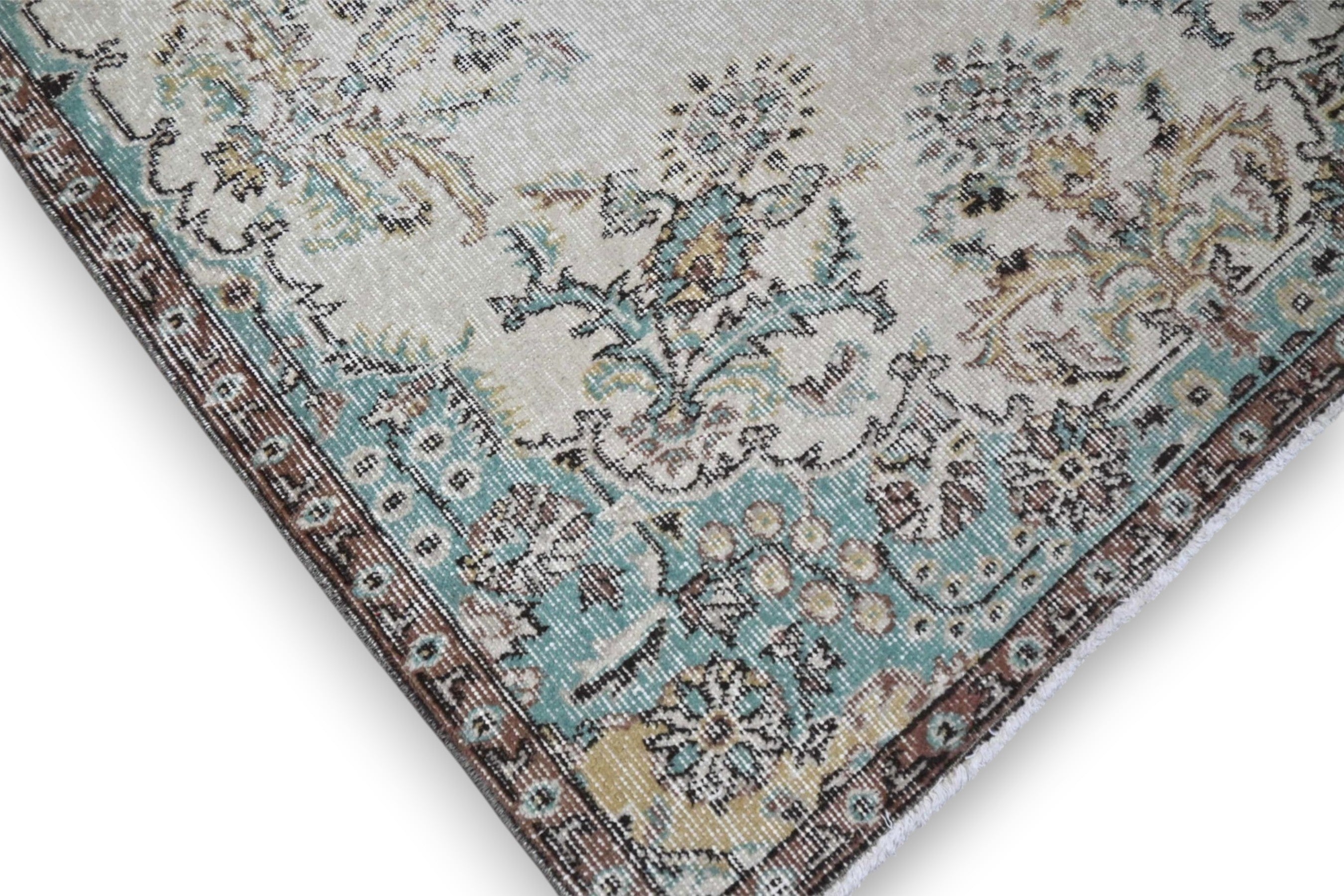 Subtiel crème vintage vloerkleed hoek - G385