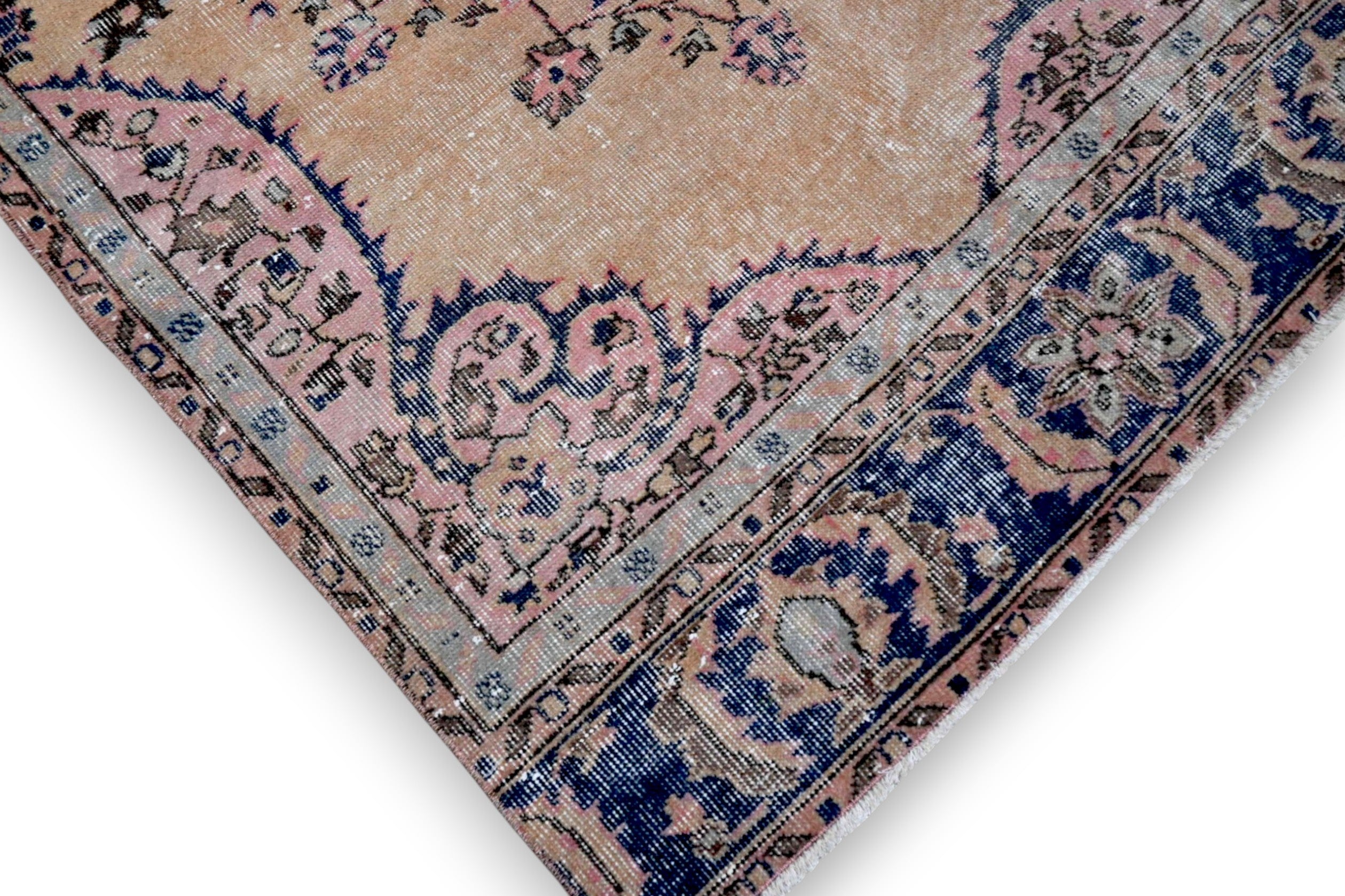 Authentiek beige vintage vloerkleed handgemaakt - G389