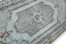 Dromerig ijsblauw vintage vloerkleed handgemaakt - G390