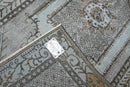Dromerig ijsblauw vintage vloerkleed laagpolig - G390