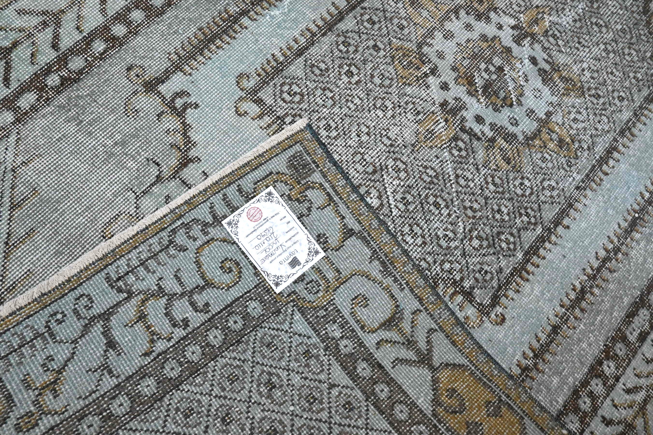 Dromerig ijsblauw vintage vloerkleed laagpolig - G390