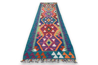 Amira kelim loper 200x60 cm - levendige teal - G405