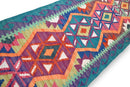 Amira kelim loper 200x60 cm - levendige teal - G405