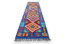 Amira kelim loper 200x60 cm - koningsblauw tribal - G407
