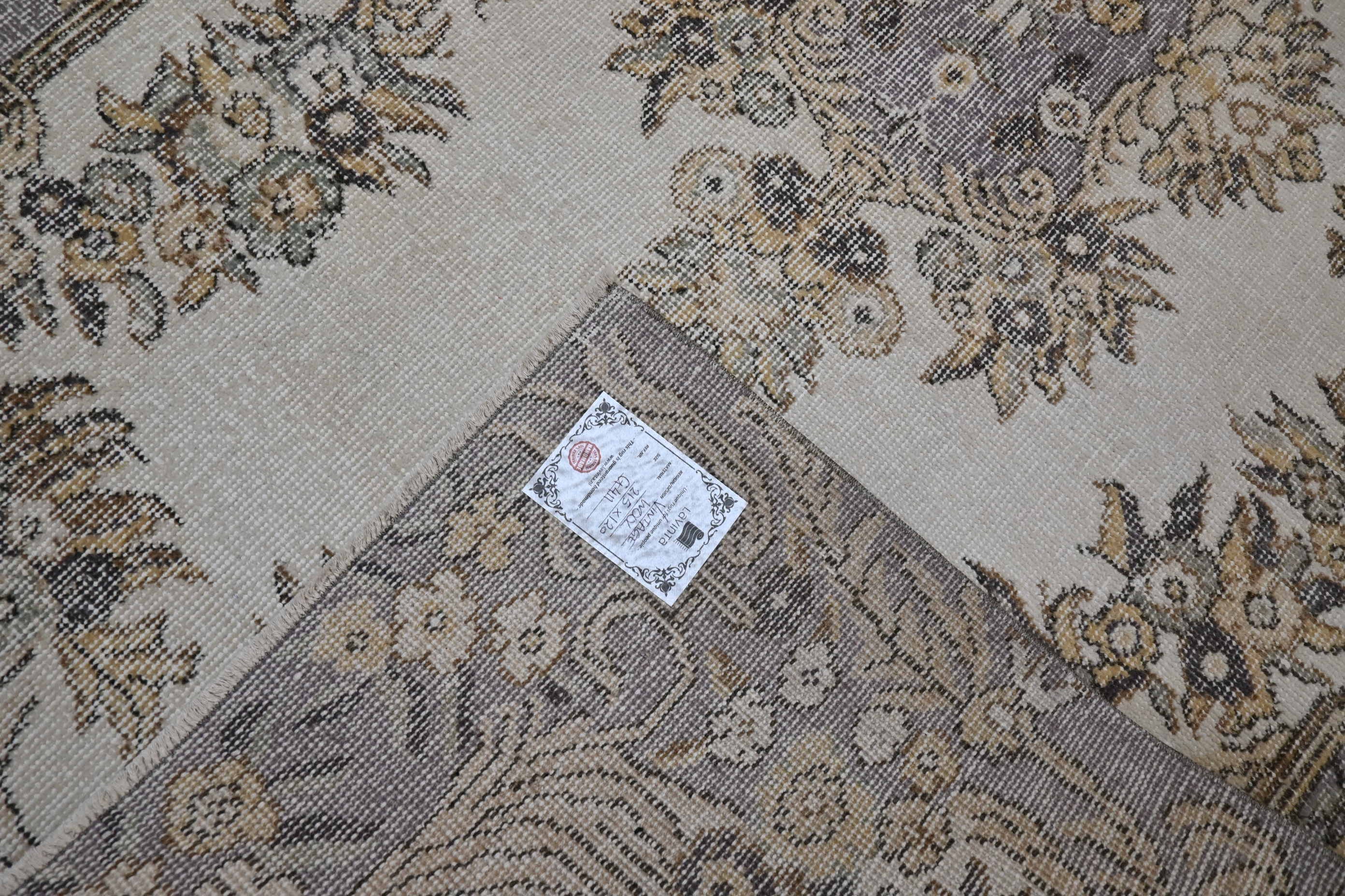 Botanisch crème vintage vloerkleed laagpolig - G411