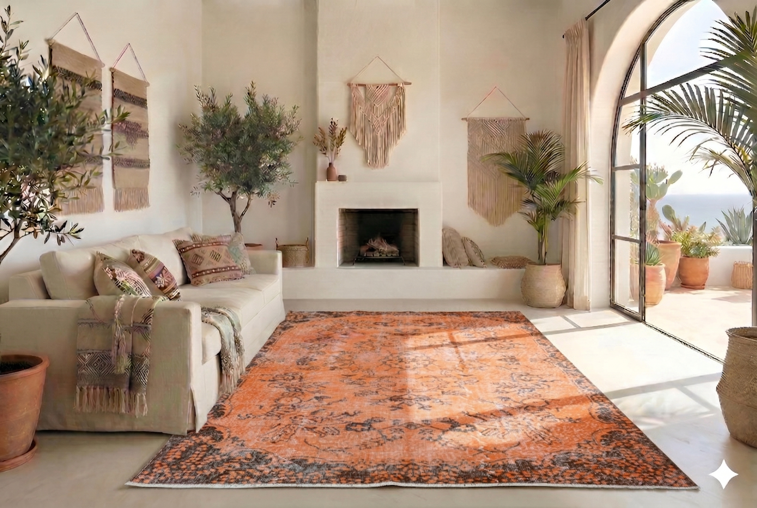 Nora | Oranje vintage vloerkleed