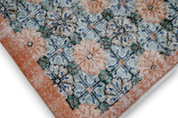 Bohemien groen vintage vloerkleed close-up - G432