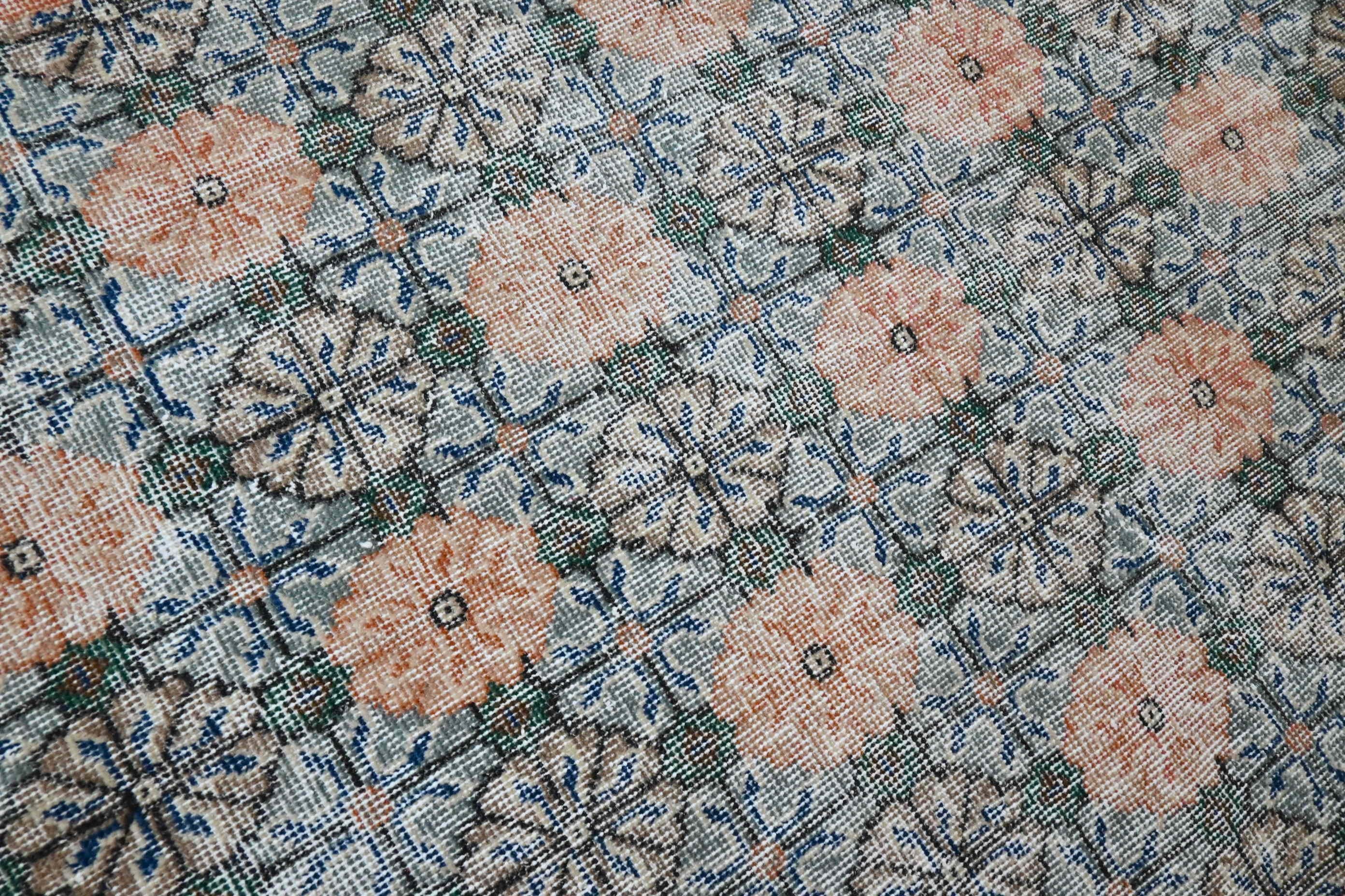 Bohemien groen vintage vloerkleed handgemaakt - G432