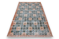 Bohemien groen vintage vloerkleed handgeknoopt - G432