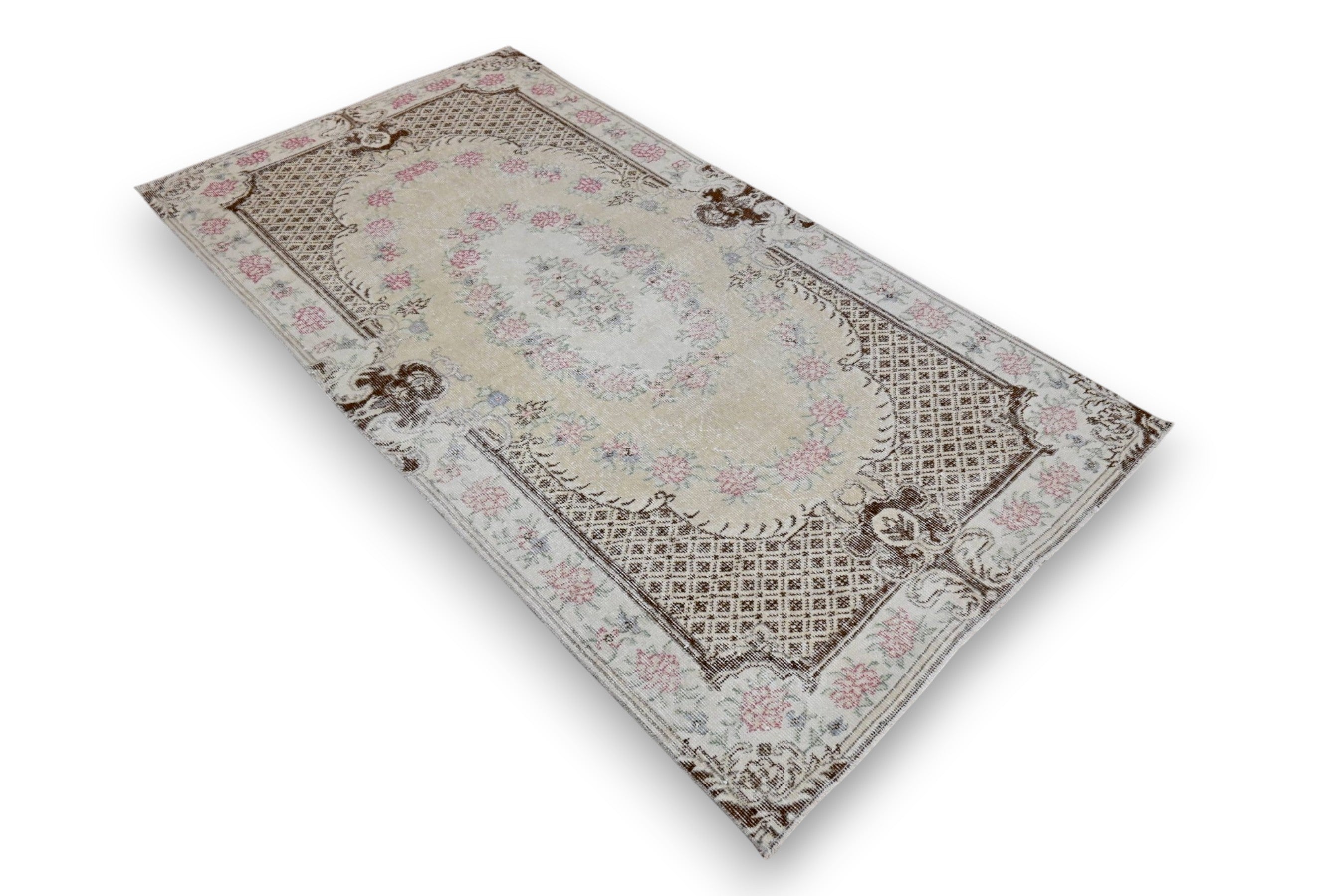 Verfijnd crème vintage vloerkleed detail - G433