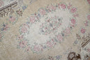 Verfijnd crème vintage vloerkleed handgeknoopt - G433