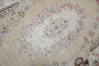 Verfijnd crème vintage vloerkleed handgeknoopt - G433