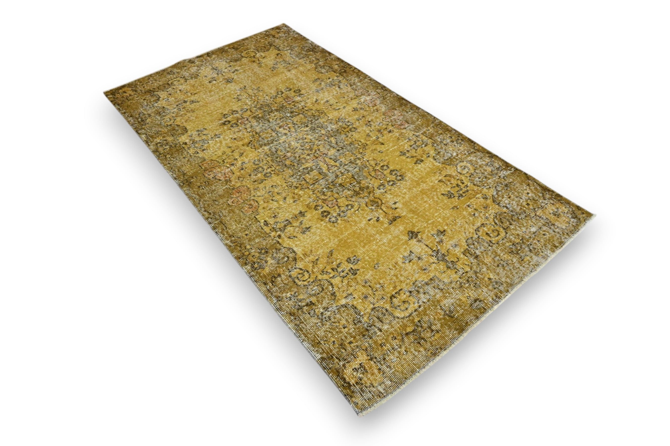 Zonnig geel vintage vloerkleed - G440