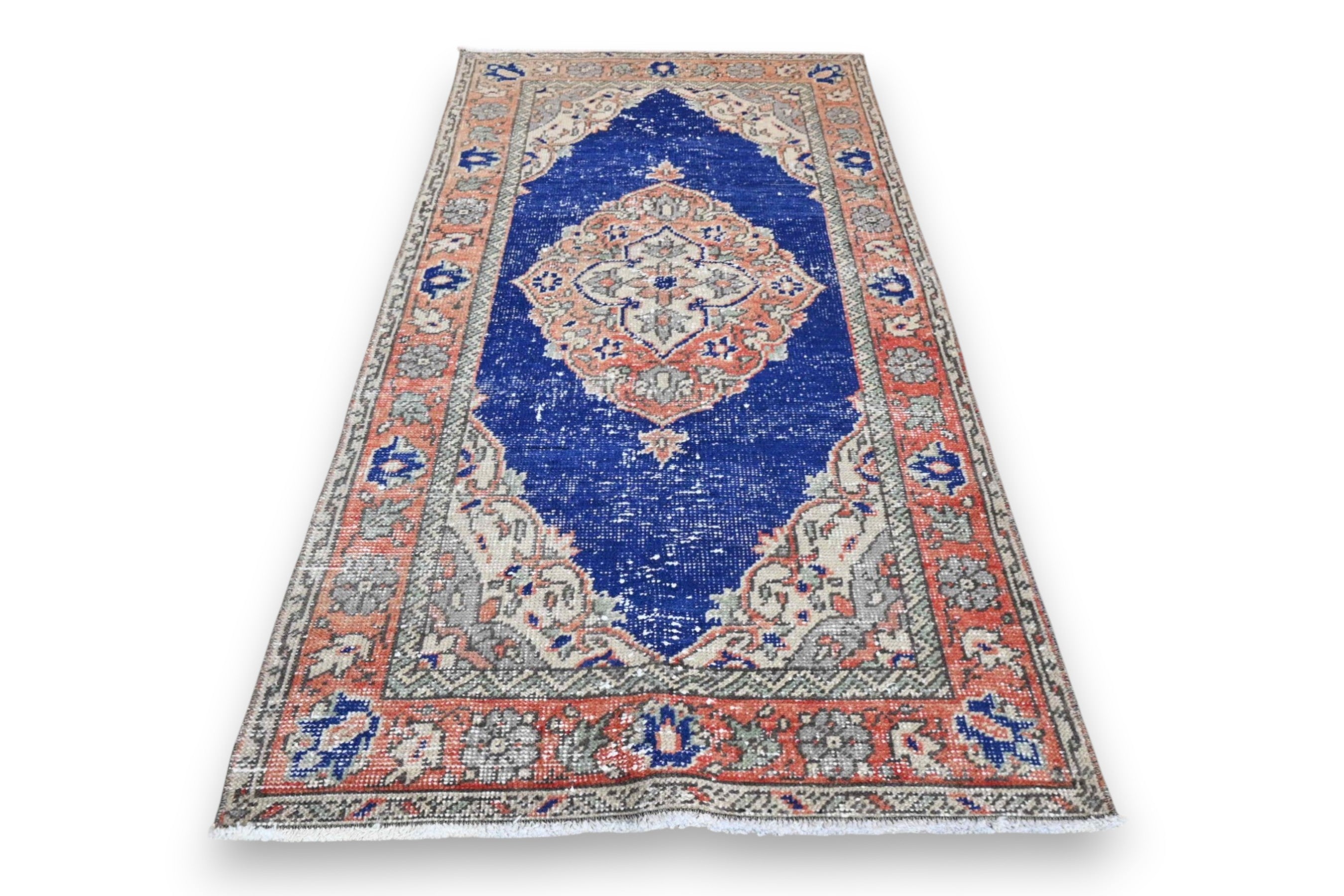 Classic cobalt blue vintage rug - G447