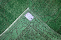 Emerald green vintage rug - G450