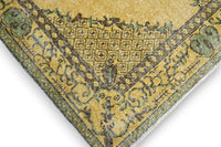 Mosterdgeel vintage vloerkleed medaillon - G451