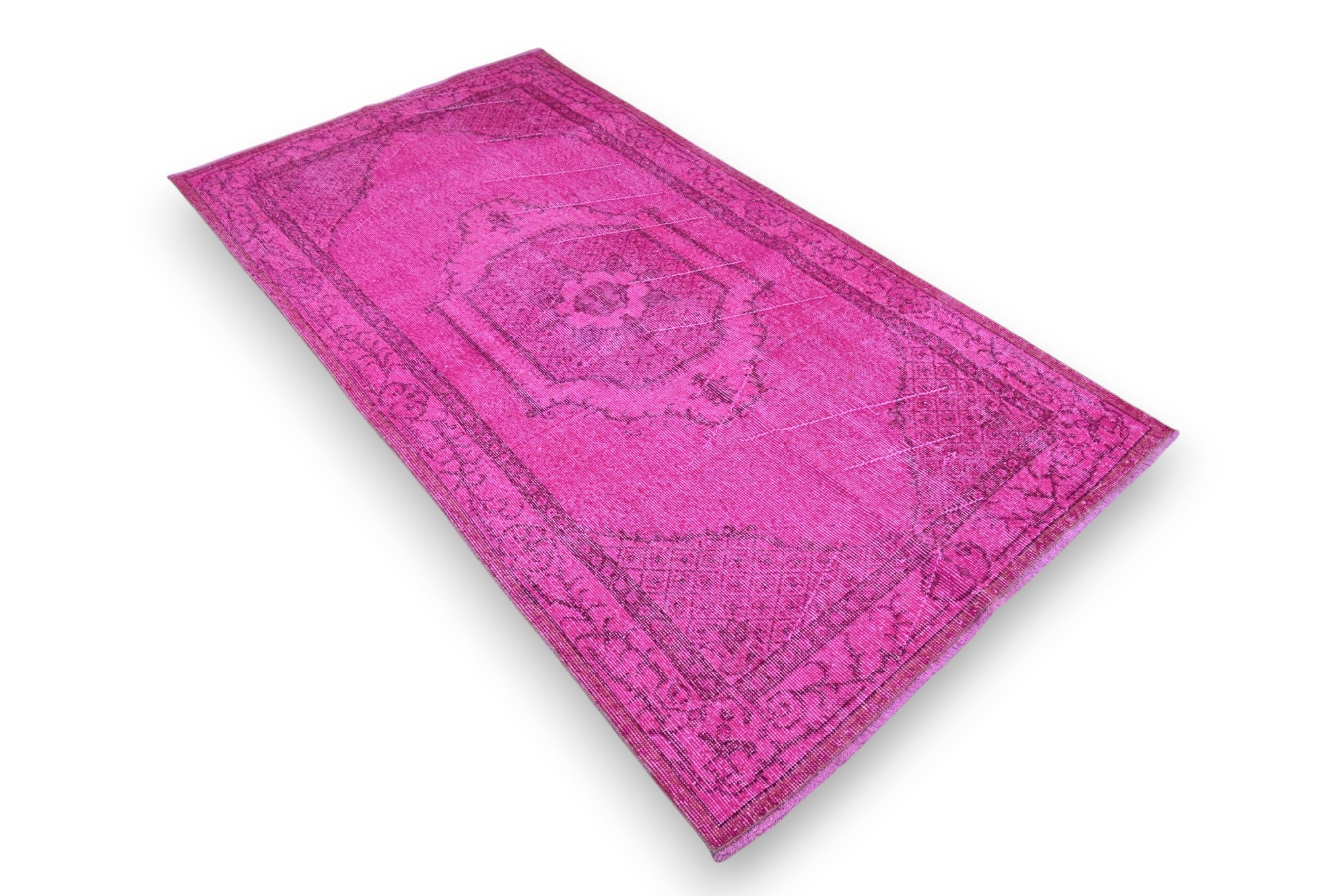 Cheerful pink vintage rug - G483