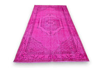 Cheerful pink vintage rug - G483
