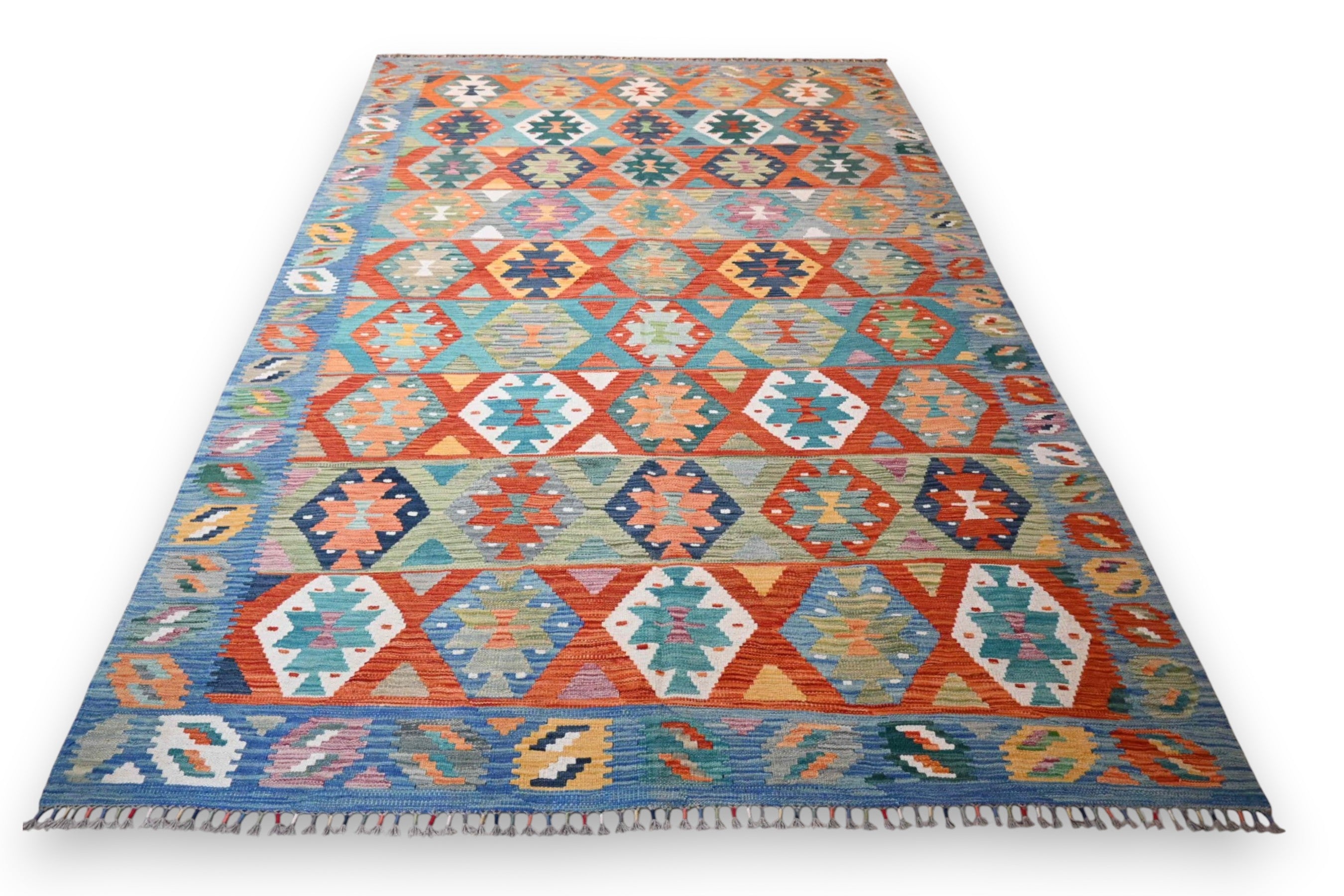 Kleurrijke Afghan kelim - terracotta sterren - G499