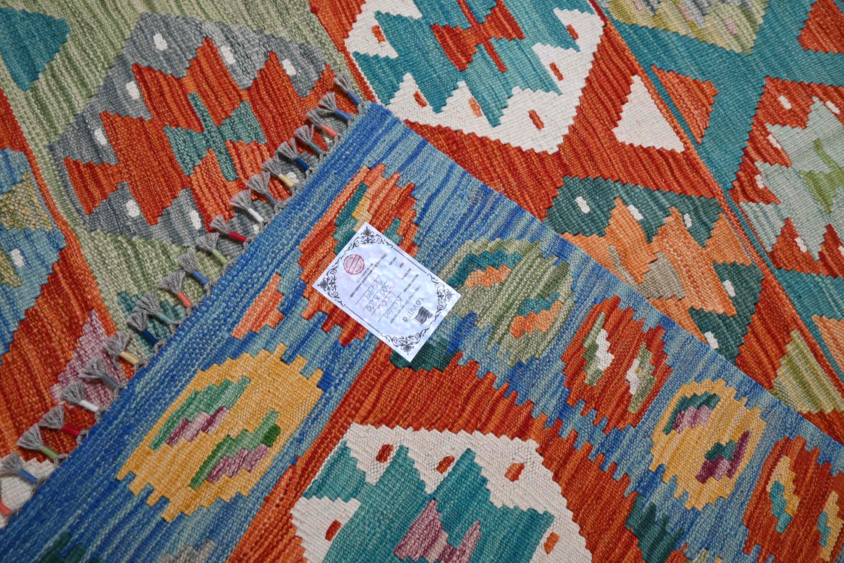 Kleurrijke Afghan kelim - terracotta sterren - G499