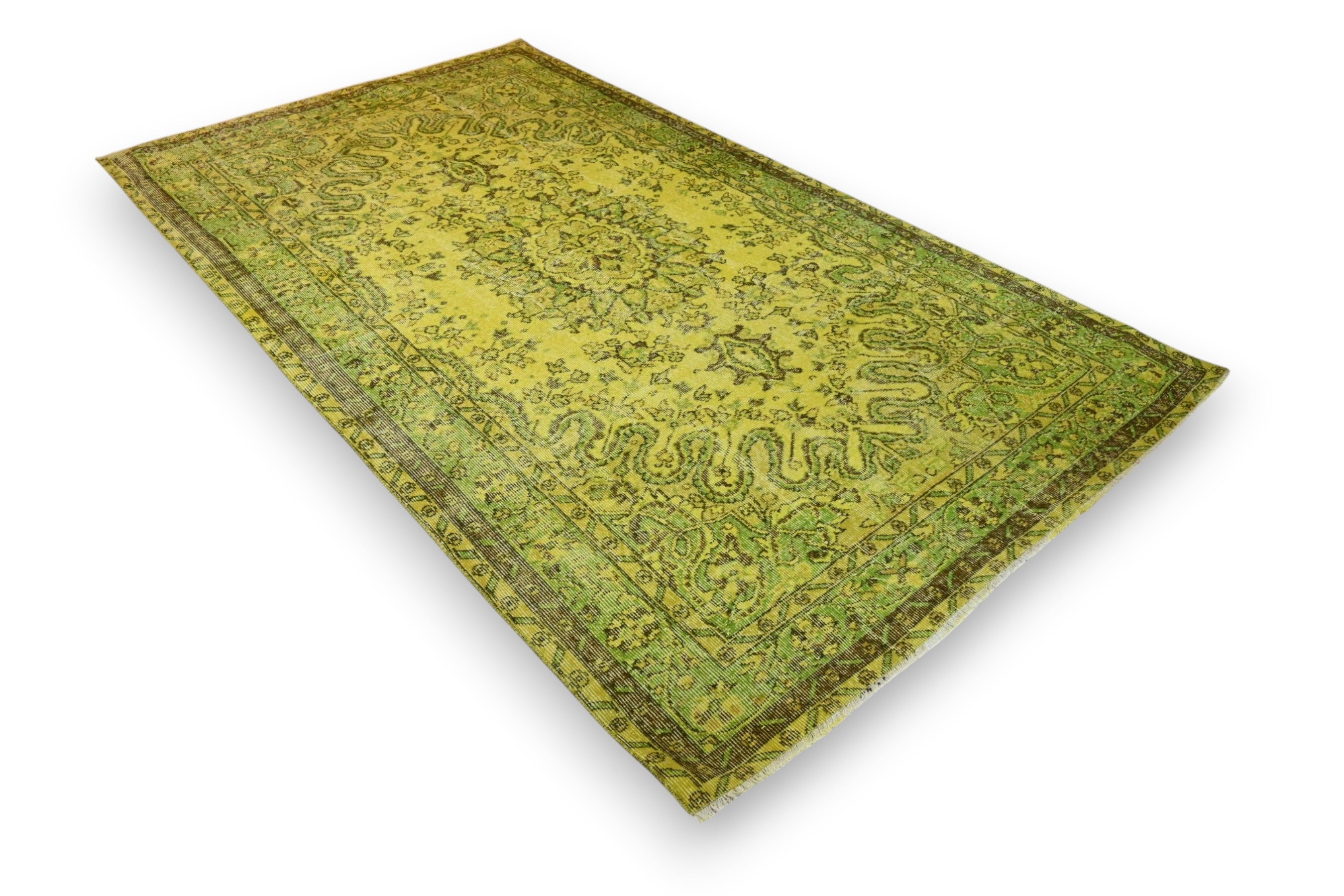 Lime green vintage rug - G518