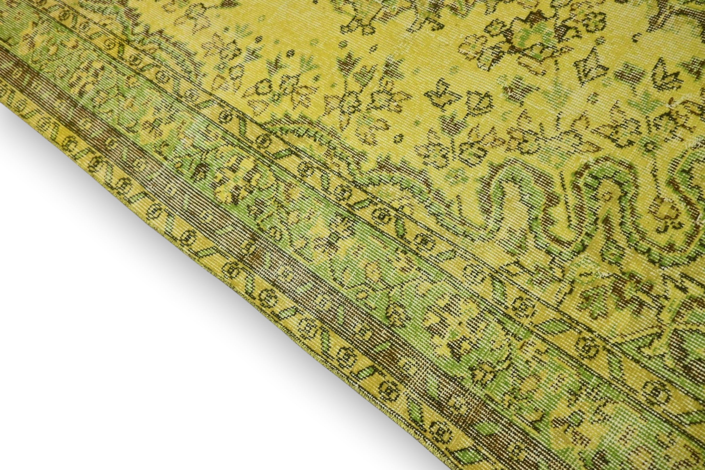 Lime green vintage rug - G518