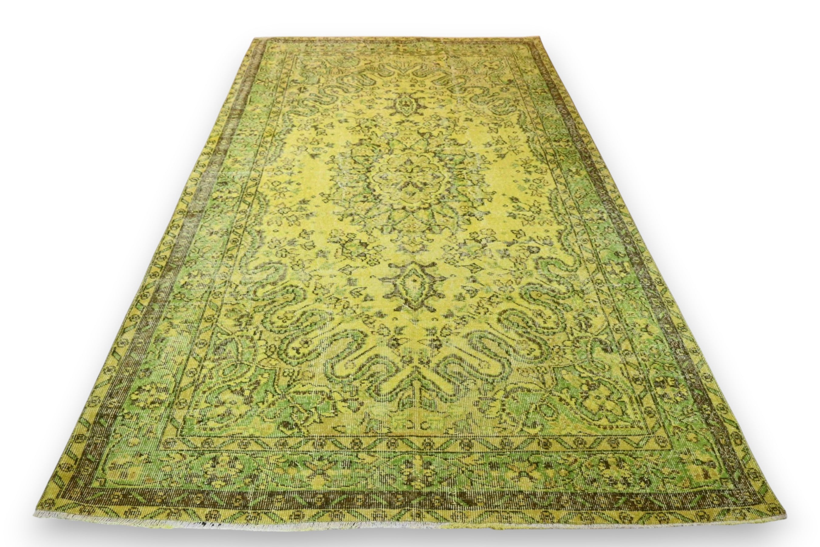 Lime green vintage rug - G518