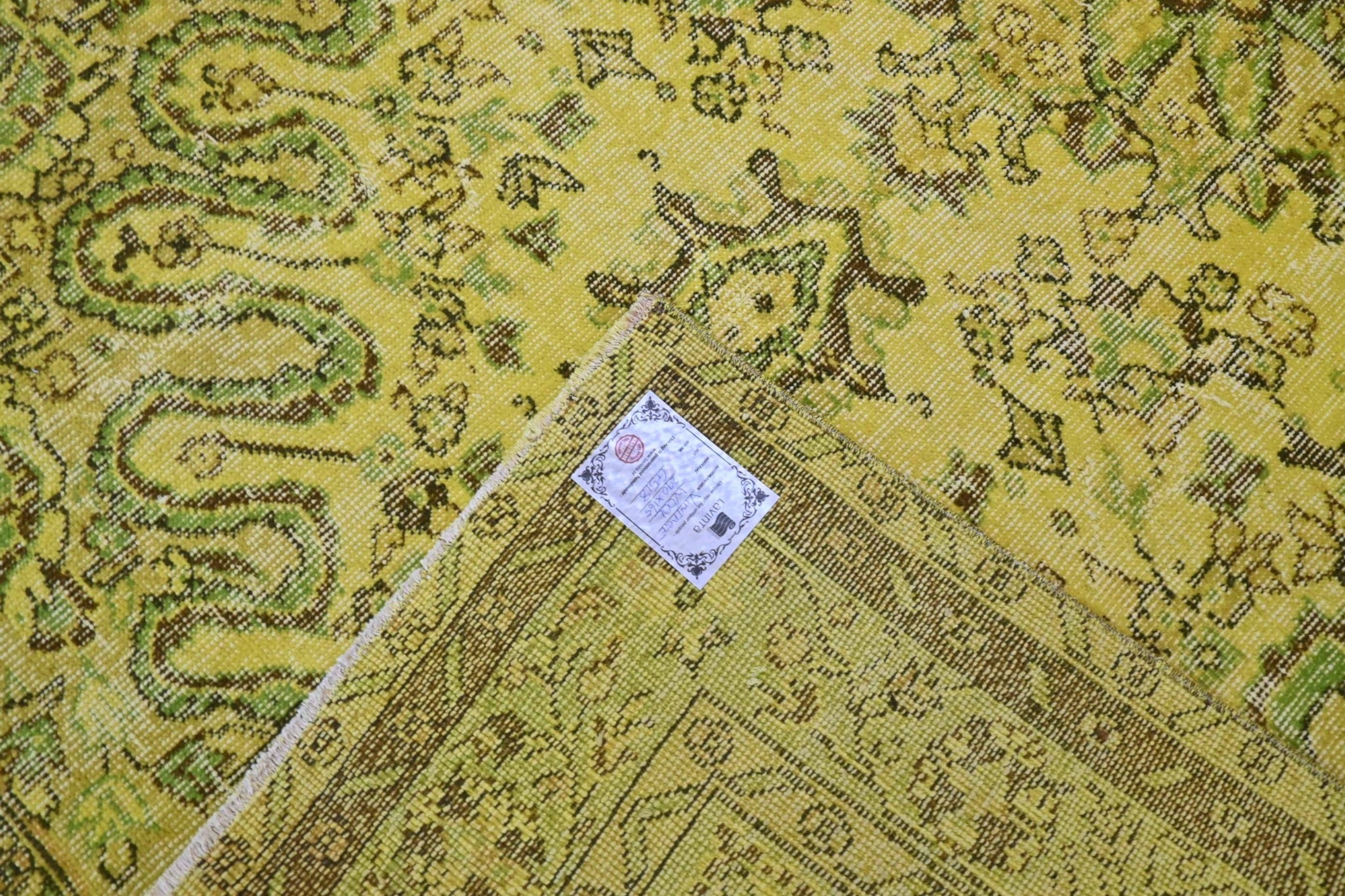 Lime green vintage rug - G518
