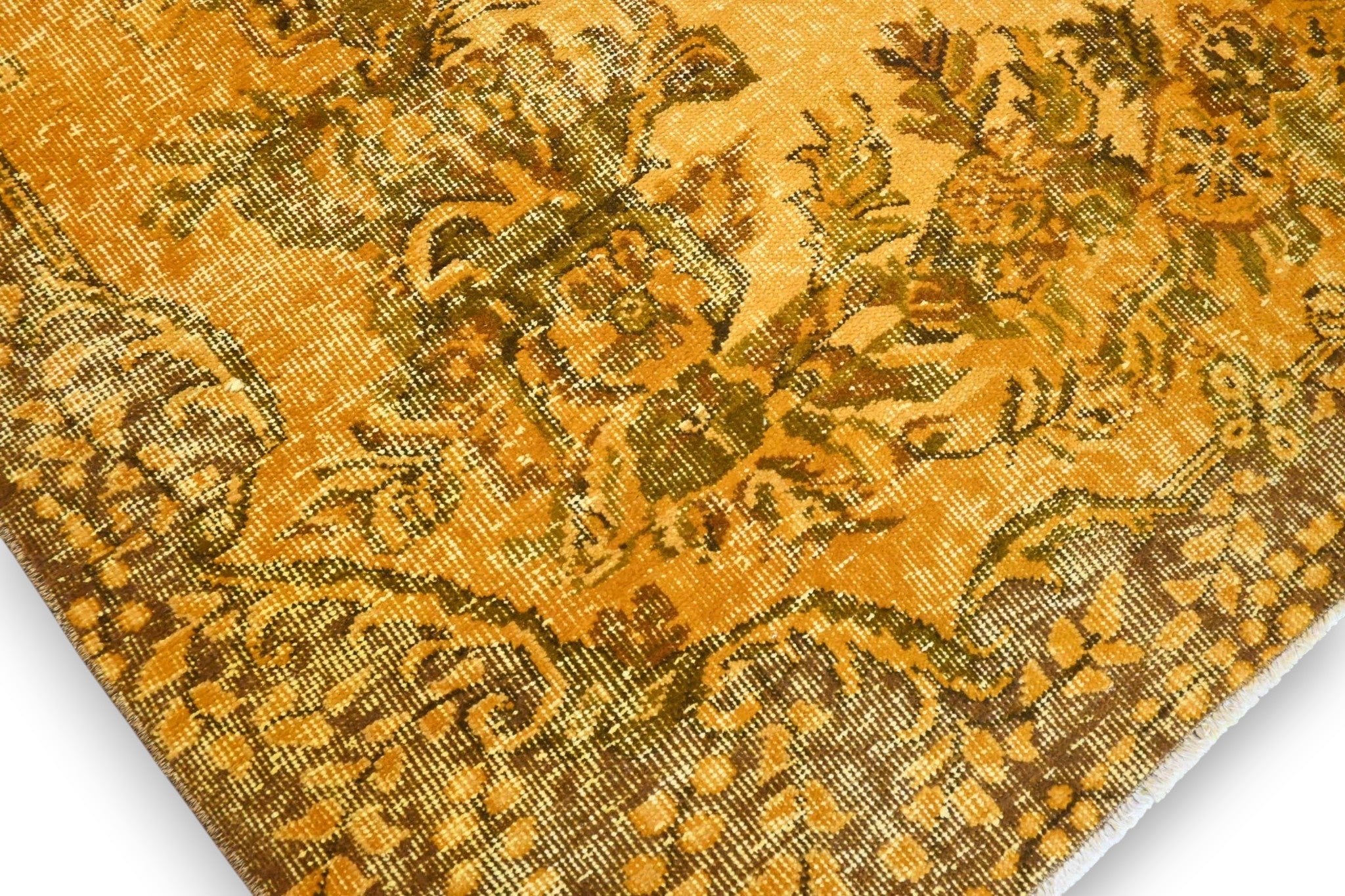 Ochre yellow vintage rug - G527