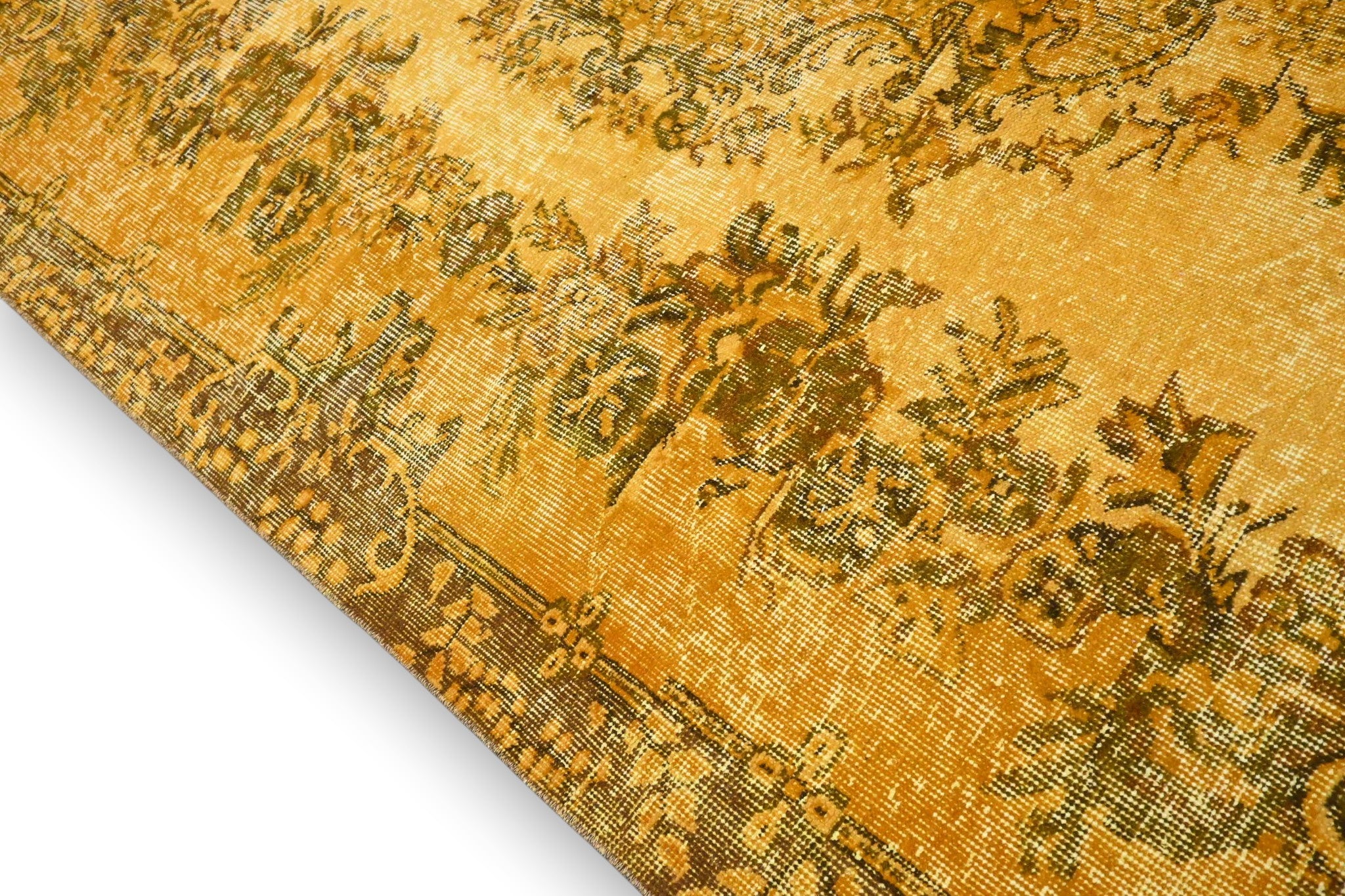 Ochre yellow vintage rug - G527