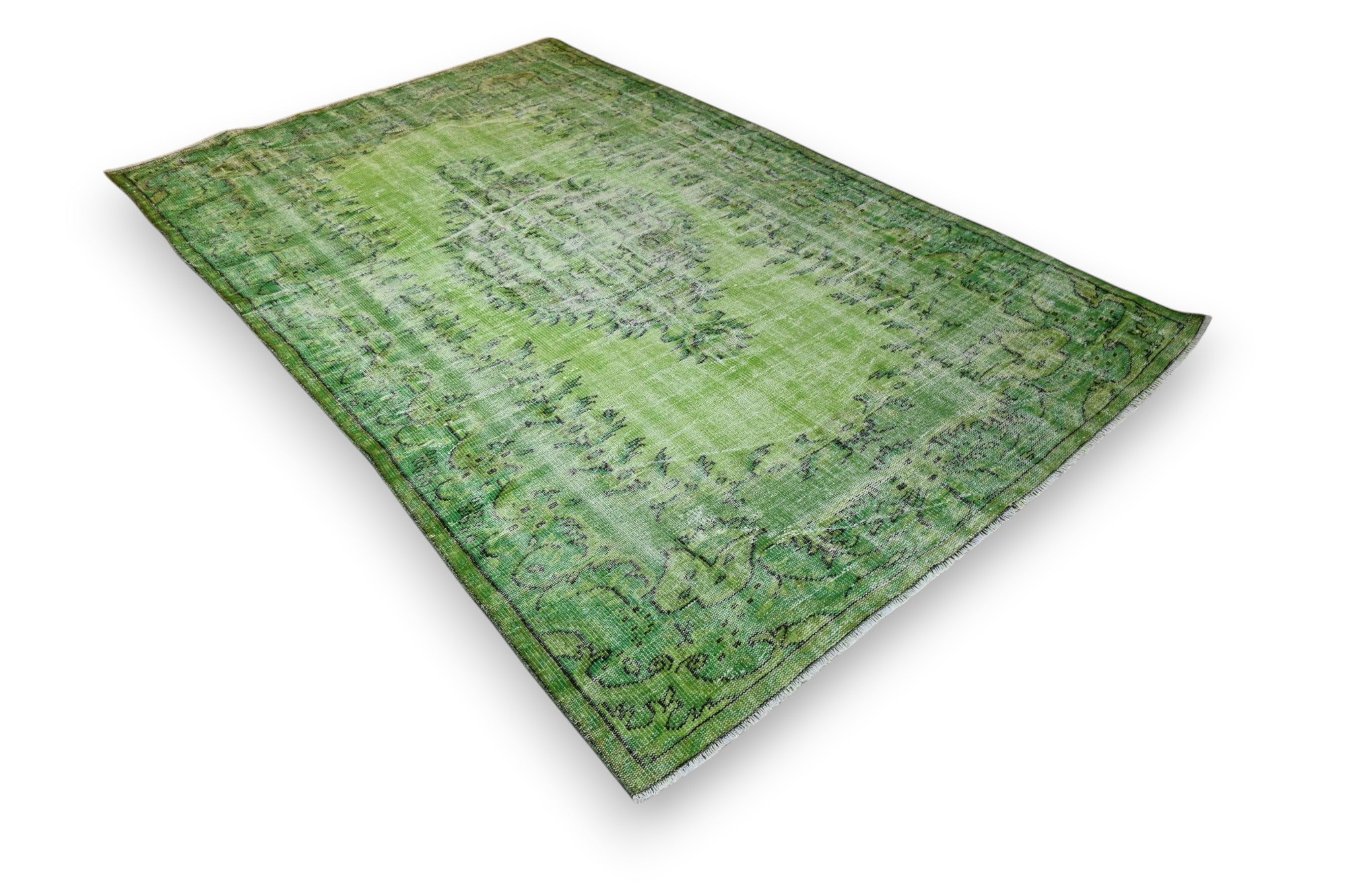 Pure green vintage rug - G533