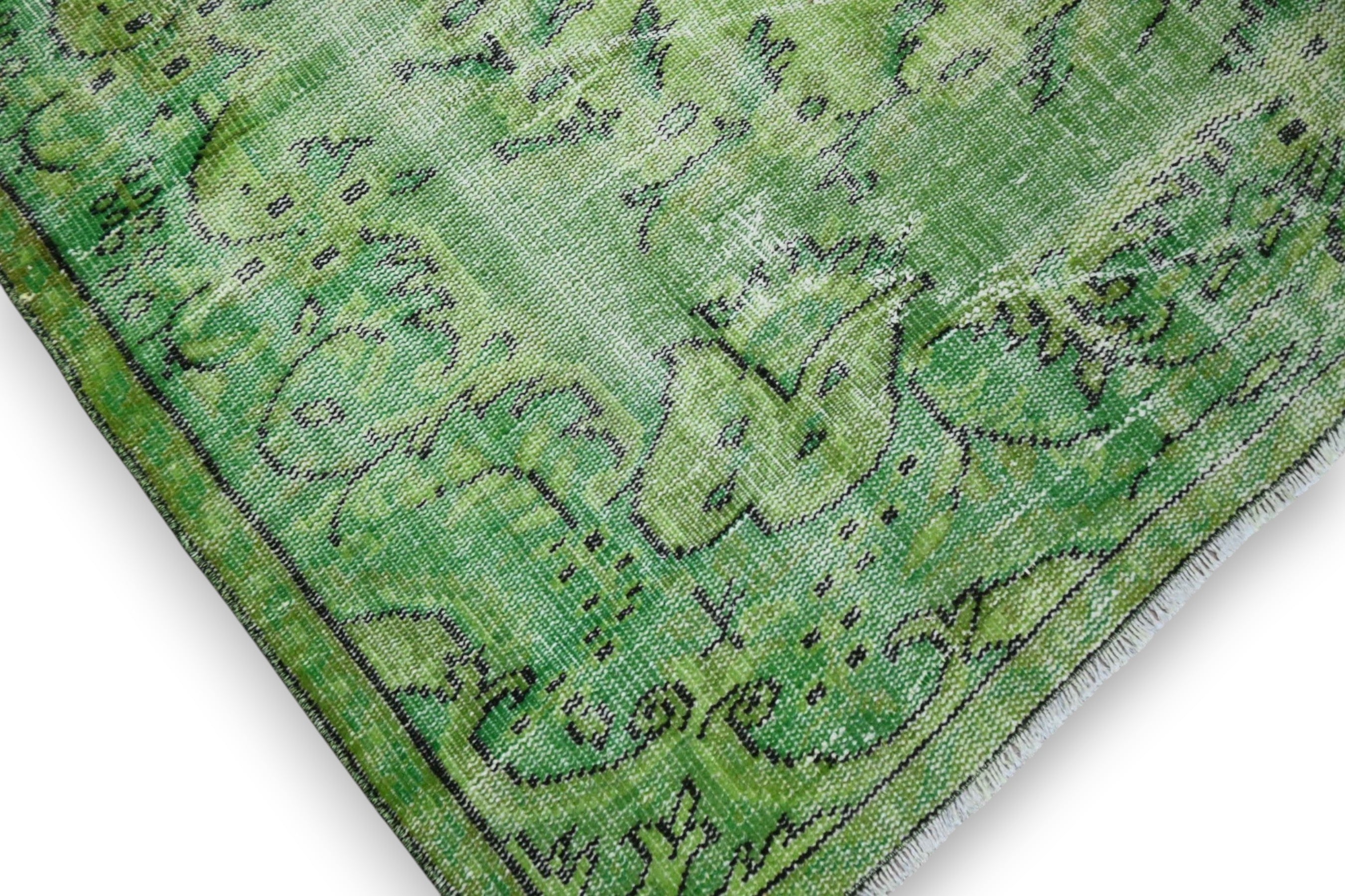 Pure green vintage rug - G533