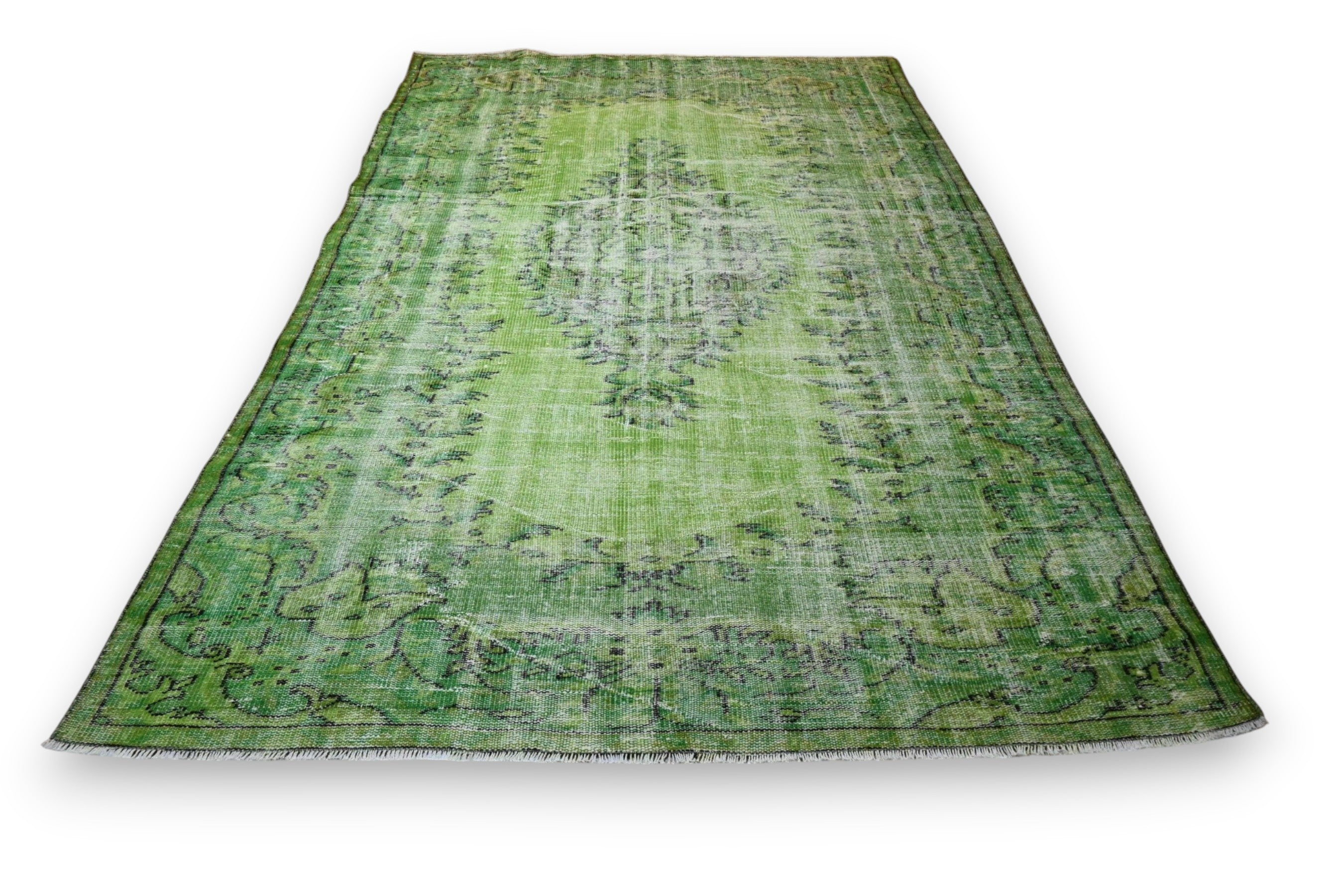 Pure green vintage rug - G533