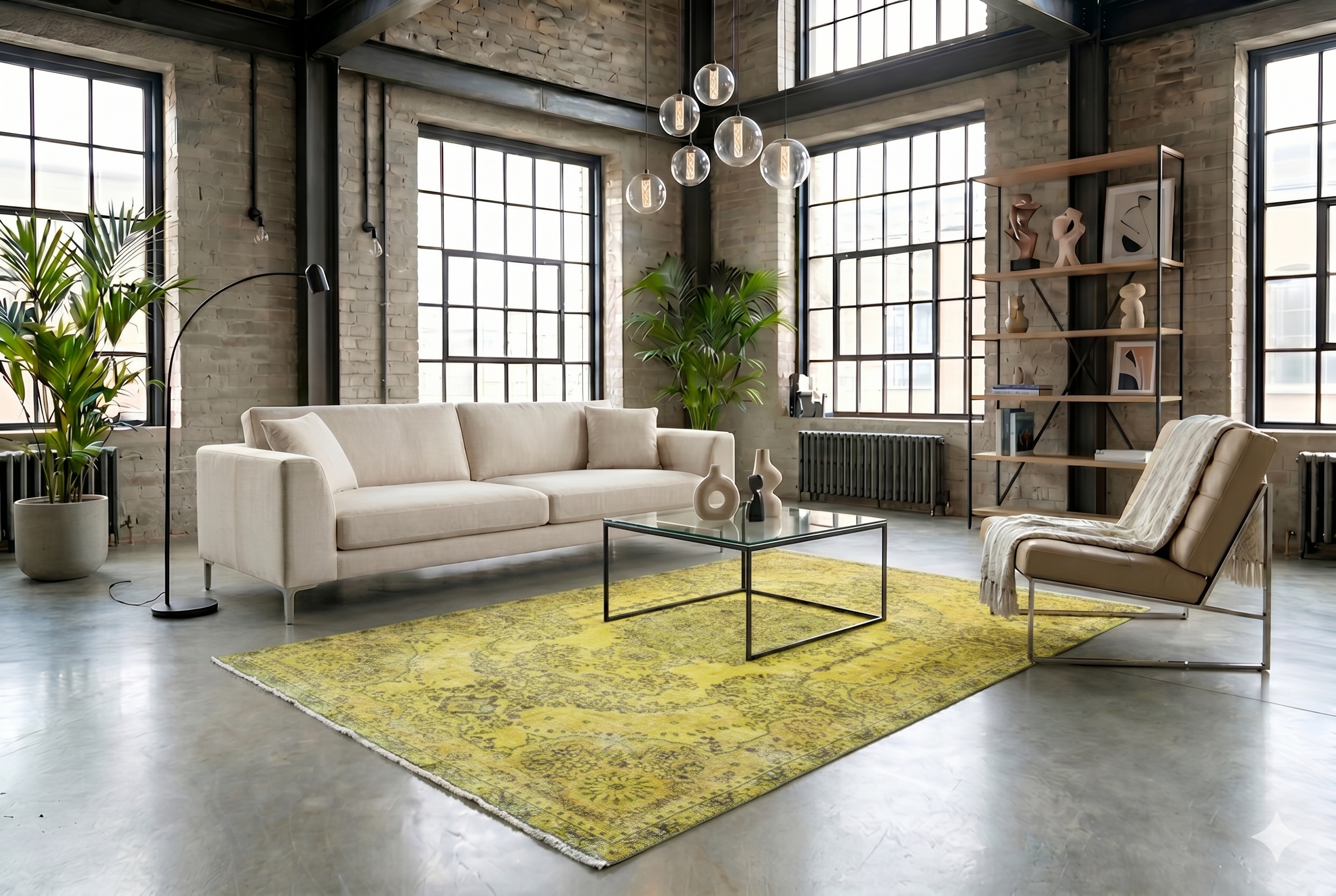 Statig geel vintage vloerkleed - G535