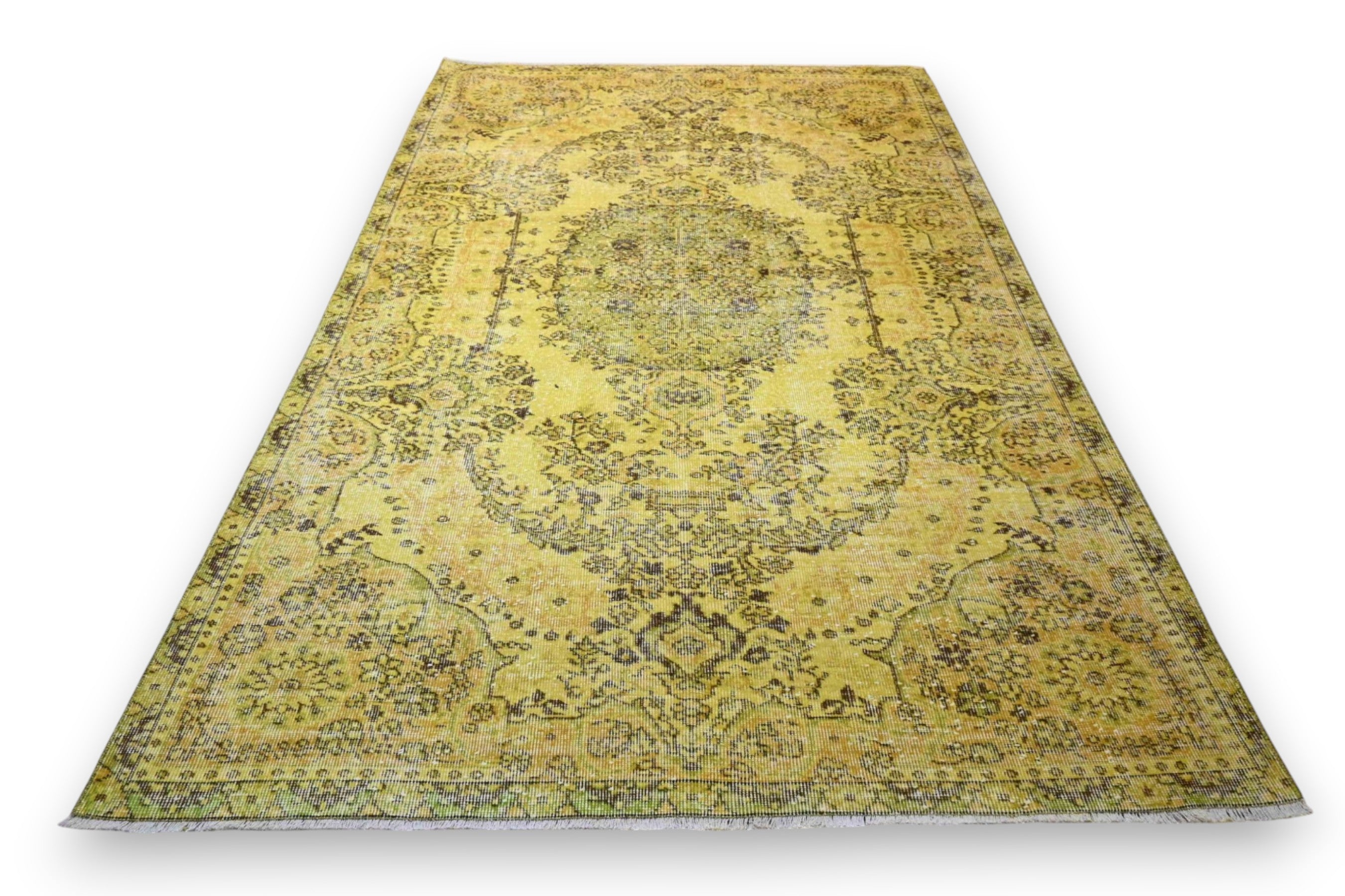 Stately Yellow Vintage Rug - G535